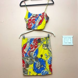 Multi color two piece skirt and top